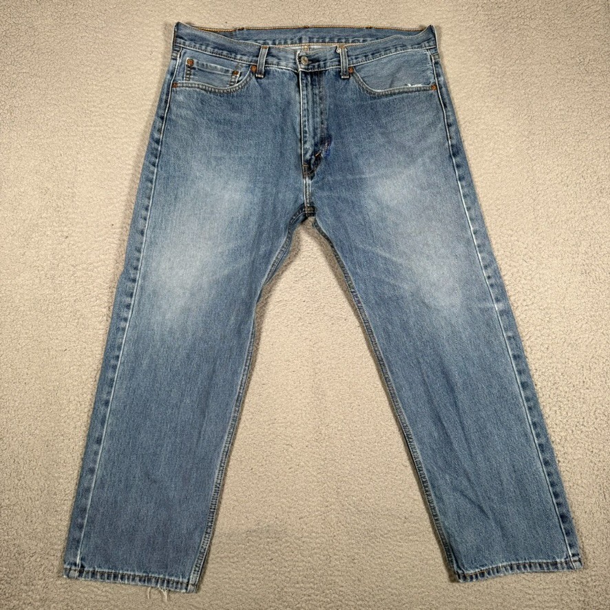 Levis Jeans Mens 38×27 Blue 505 Straight Fit Denim Casual Logo Preppy 5 Pocket