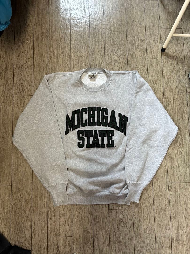 Michigan State Reverse Weave Sweatshirt Grey College Logo M
