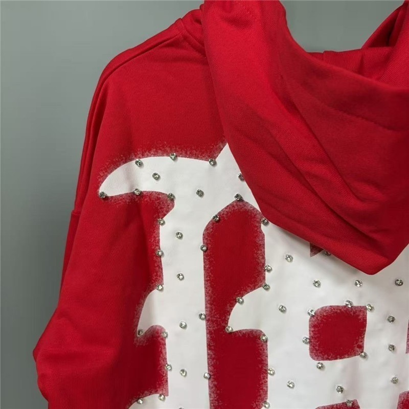 Mixed Emotion – Beaded Letter Print Zippered Hooded Sweatshirt
