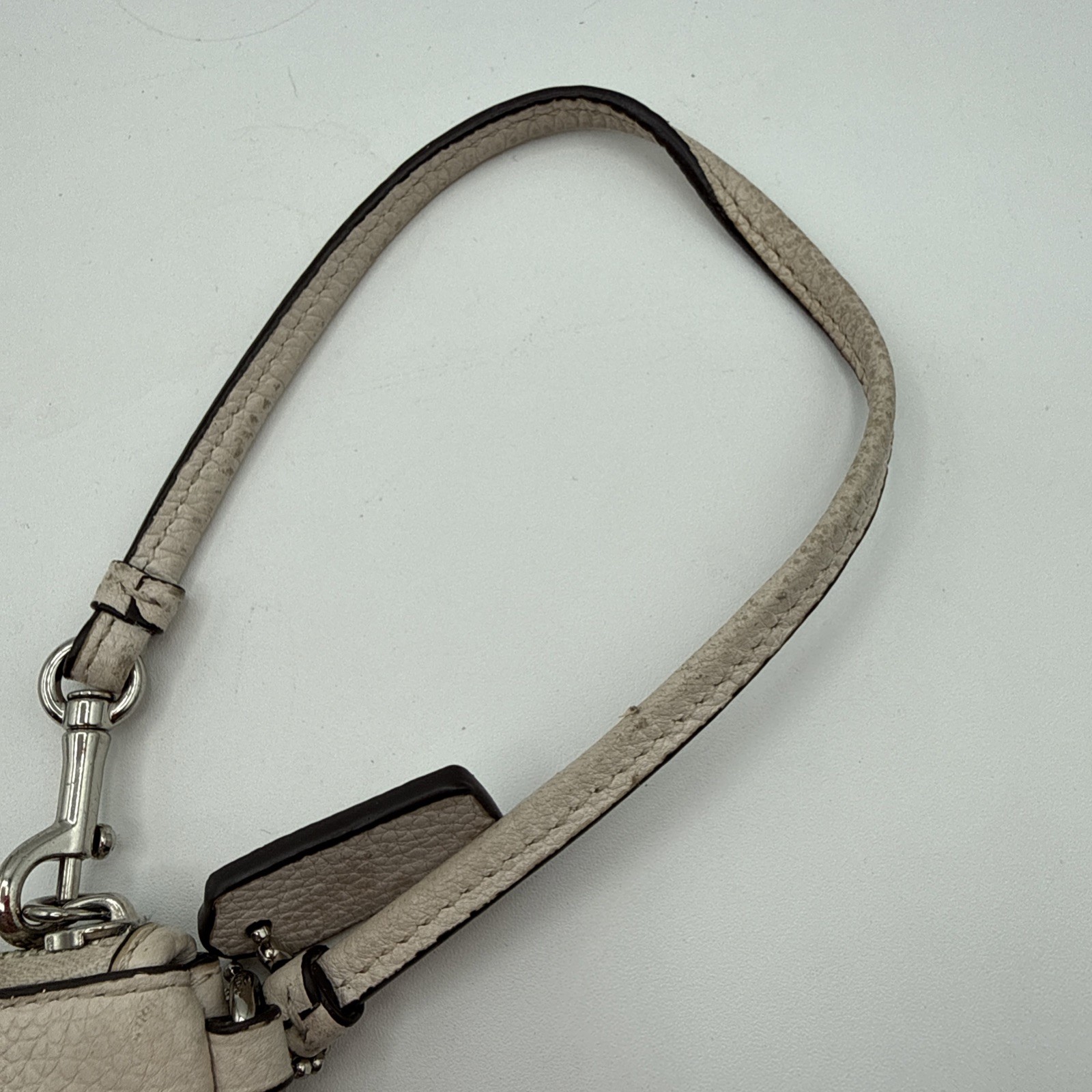Coach Nolita Wristlet In White Pebbled Leather W/ Silver Stud Accents NY Logo
