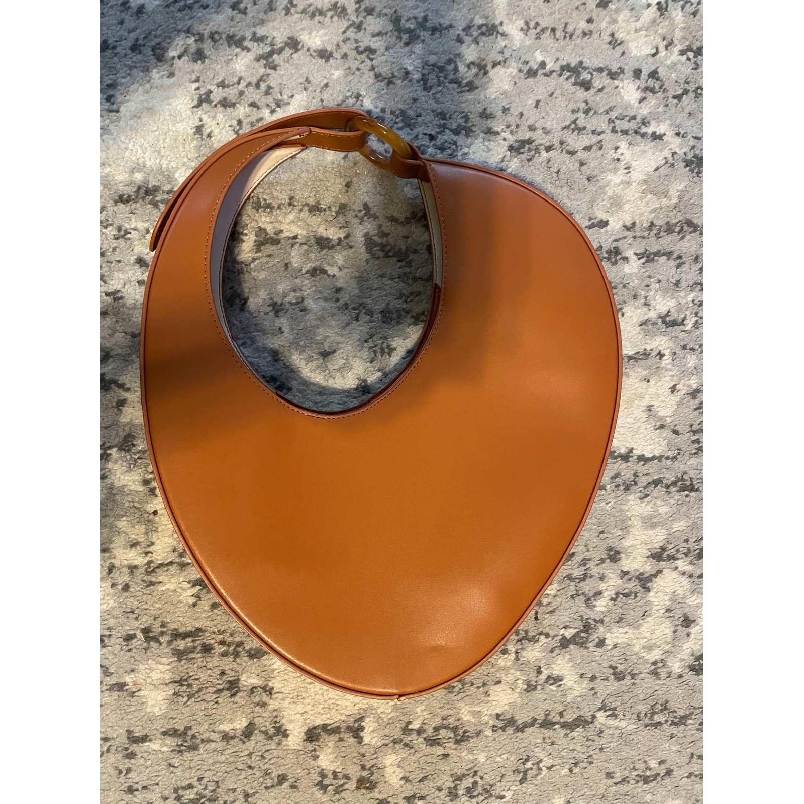 Cognac Brown Crescent Moon Bag Tortoise Ring Handle NWOT