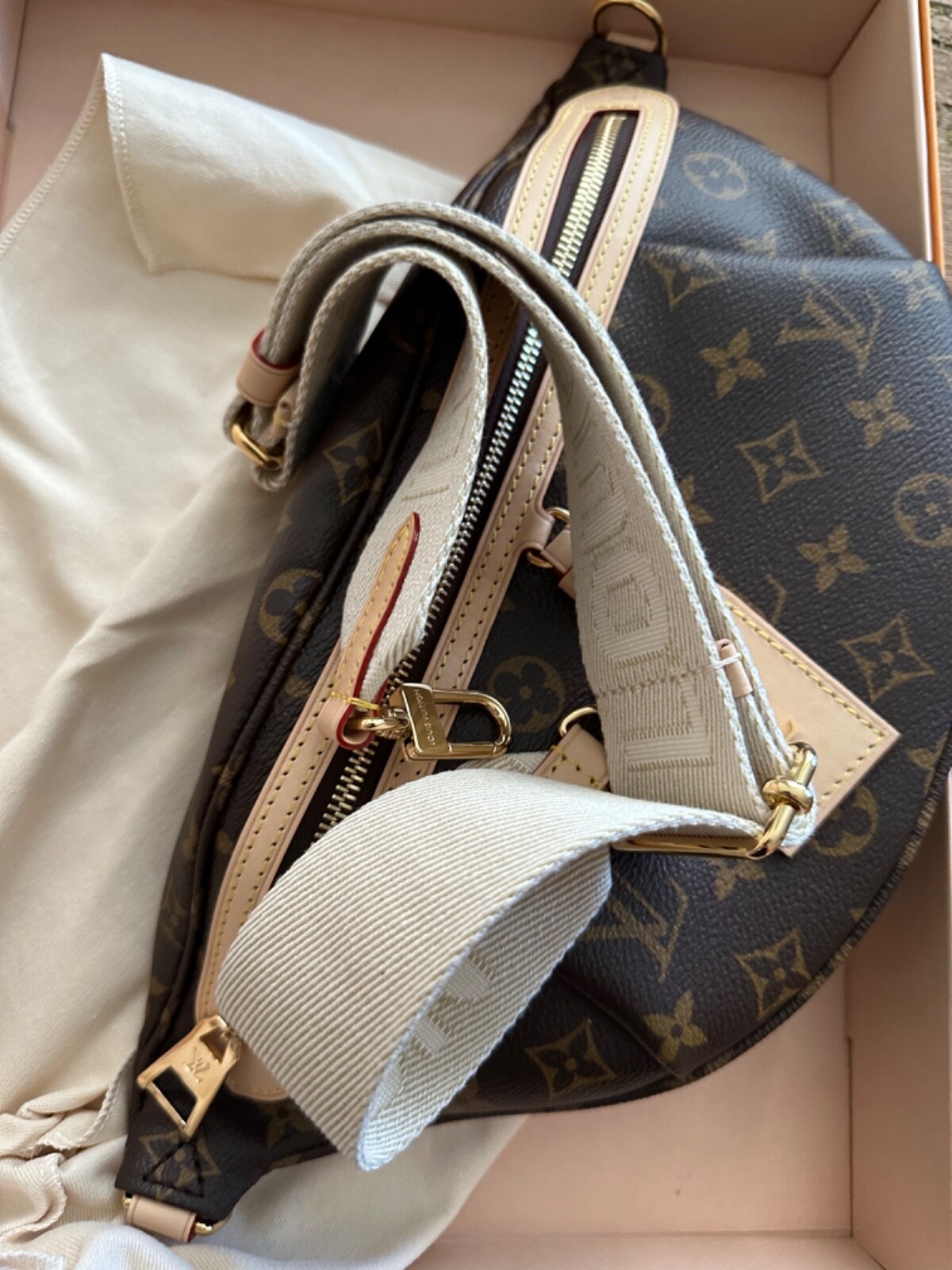Louis Vuitton High Rise Brown Monogram Logo Crossbody Belt Bag Bumbag M46784 NEW