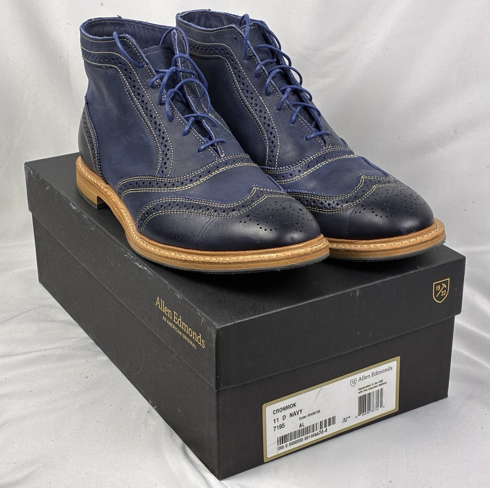 Allen Edmonds Men’s Leather Ankle Chukka Boots Navy Lace-Up 11 D