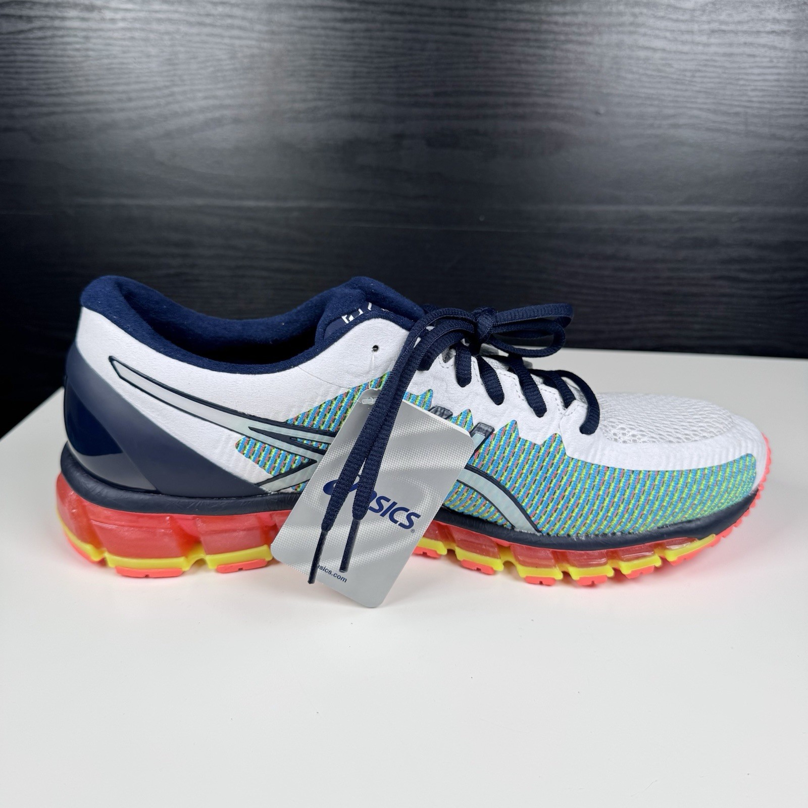 NEW Asics Gel-Quantum 360 White Navy Blue Yellow – T6G1N – Men’s 11 – Read