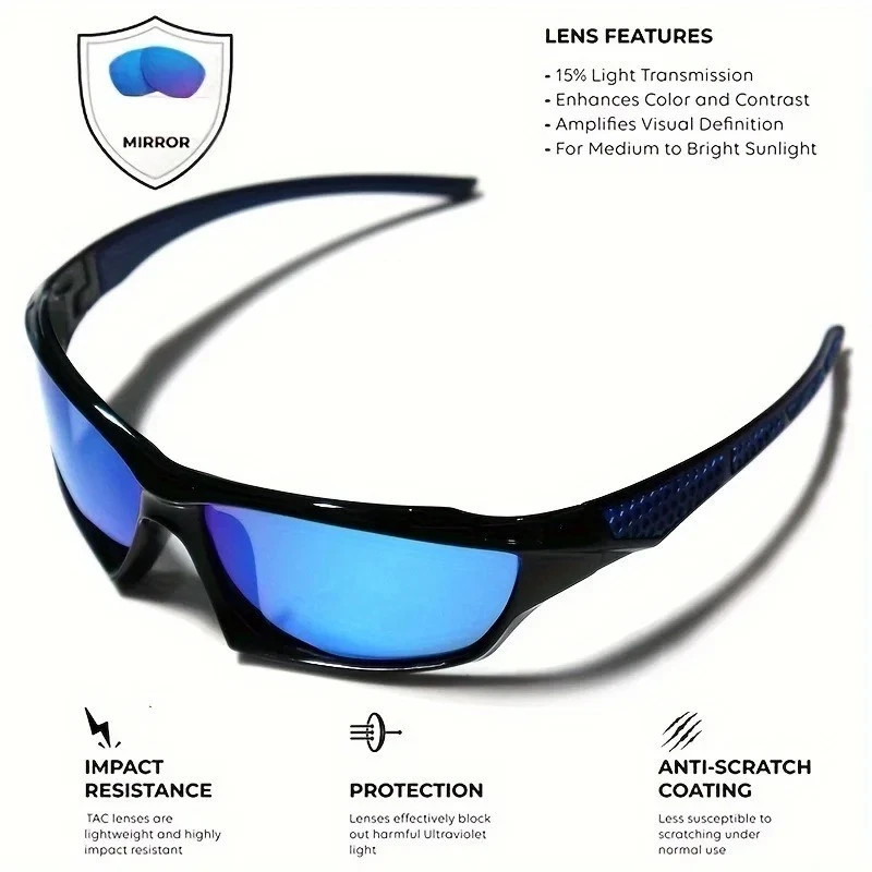 Polarized Sports Sunglasses UV400 Men Driving Fishing Cycling Mirror Shades USA