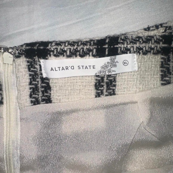 Altar’d State black and white plaid mini skirt in XL