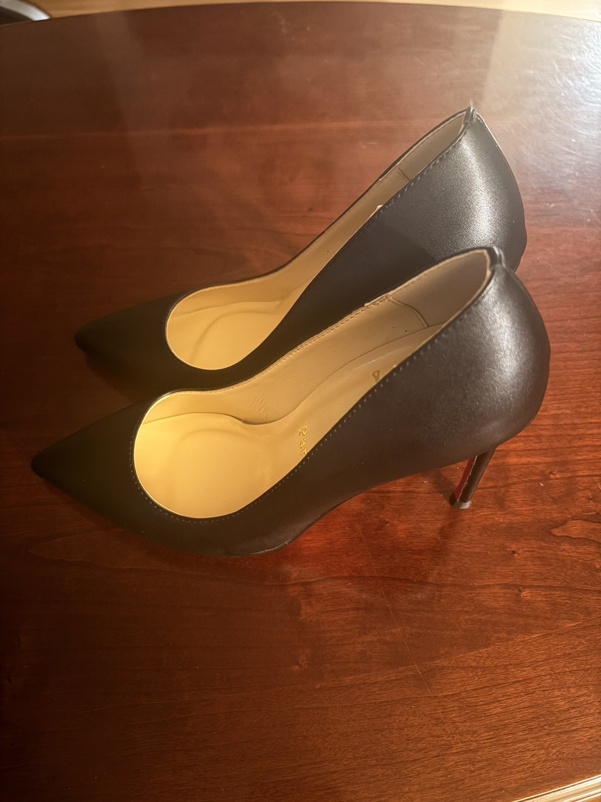 Christian Louboutin ‘Kate 85’ Pointed Toe Black Leather Pumps