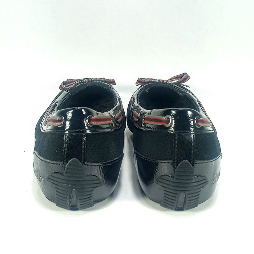 Skechers Womens 6.5 Black Perforated Leather And Synthetic Upper Slip On Flats