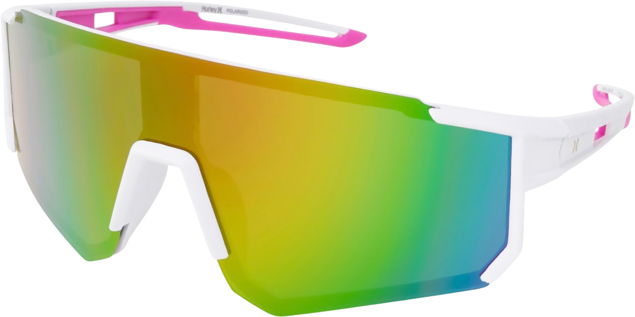 Hurley Semi-Rim Shield Polarized Sunglasses NWT White / Mirror – #47264-SUN2