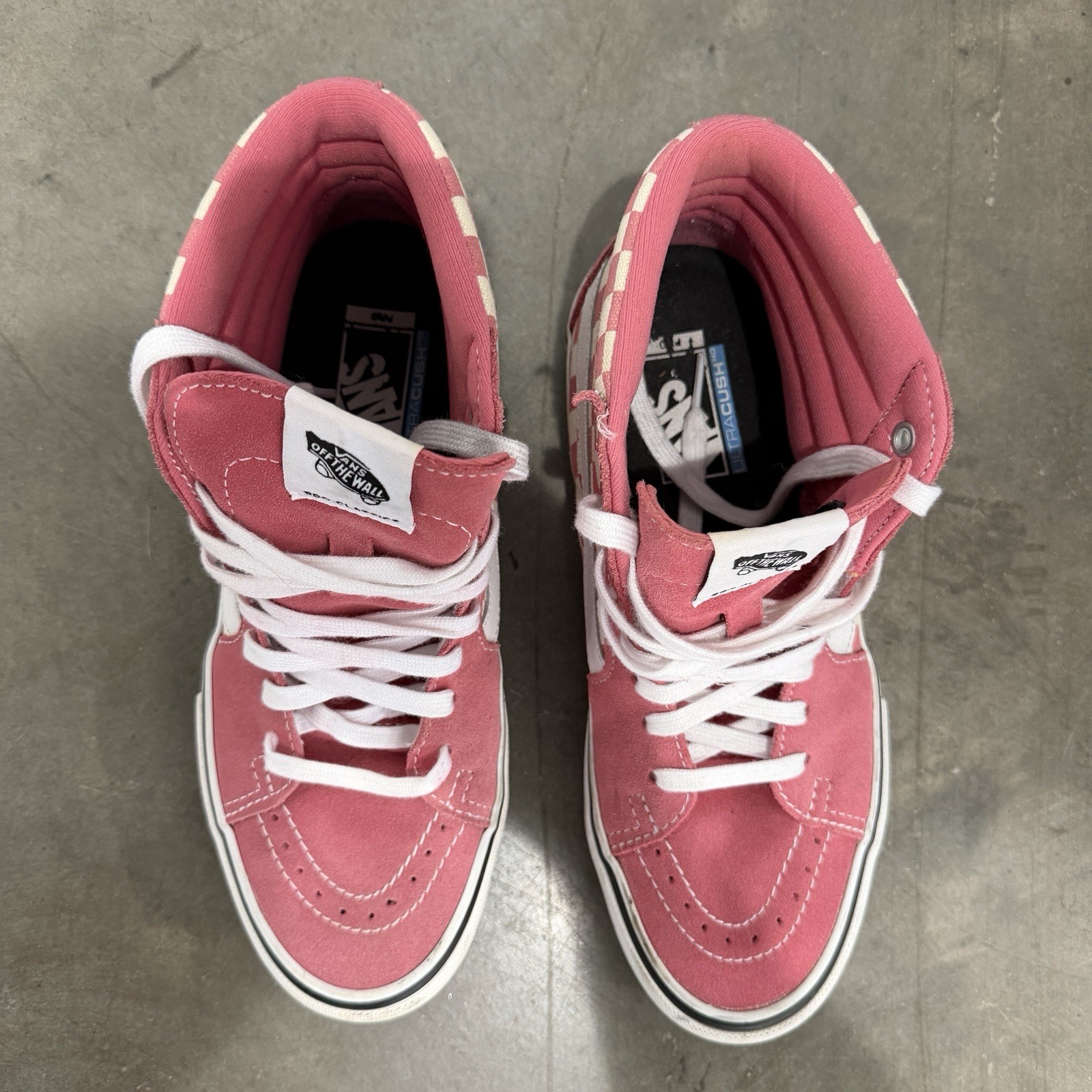 Vans Pro Classic Pink Checkerboard Sk8 Hi Top Shoes Mens 9 Women’s 10.5