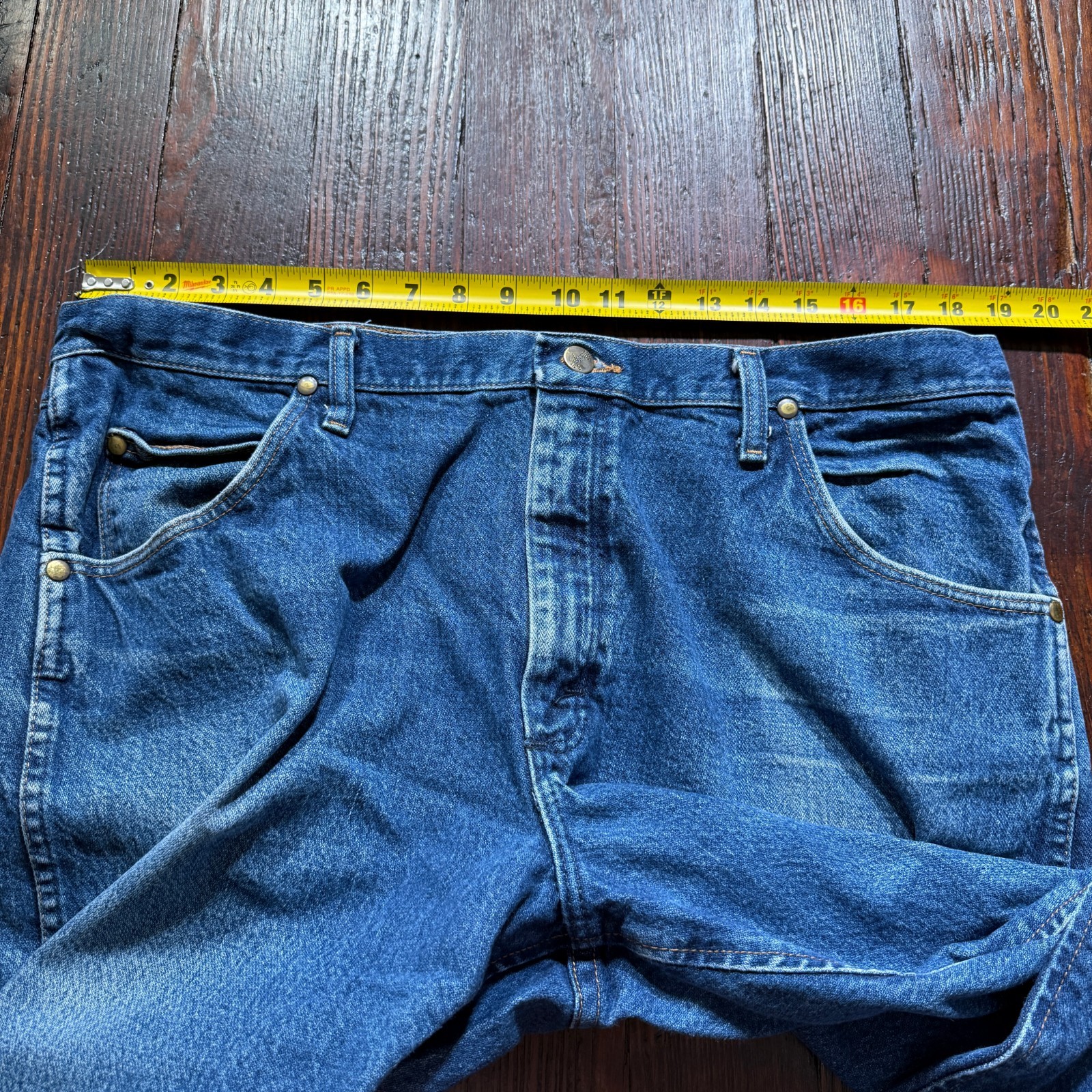 Wrangler Jeans Mens 38×30 Blue Straight Western Faded Whiskers 47MWZ *READ*