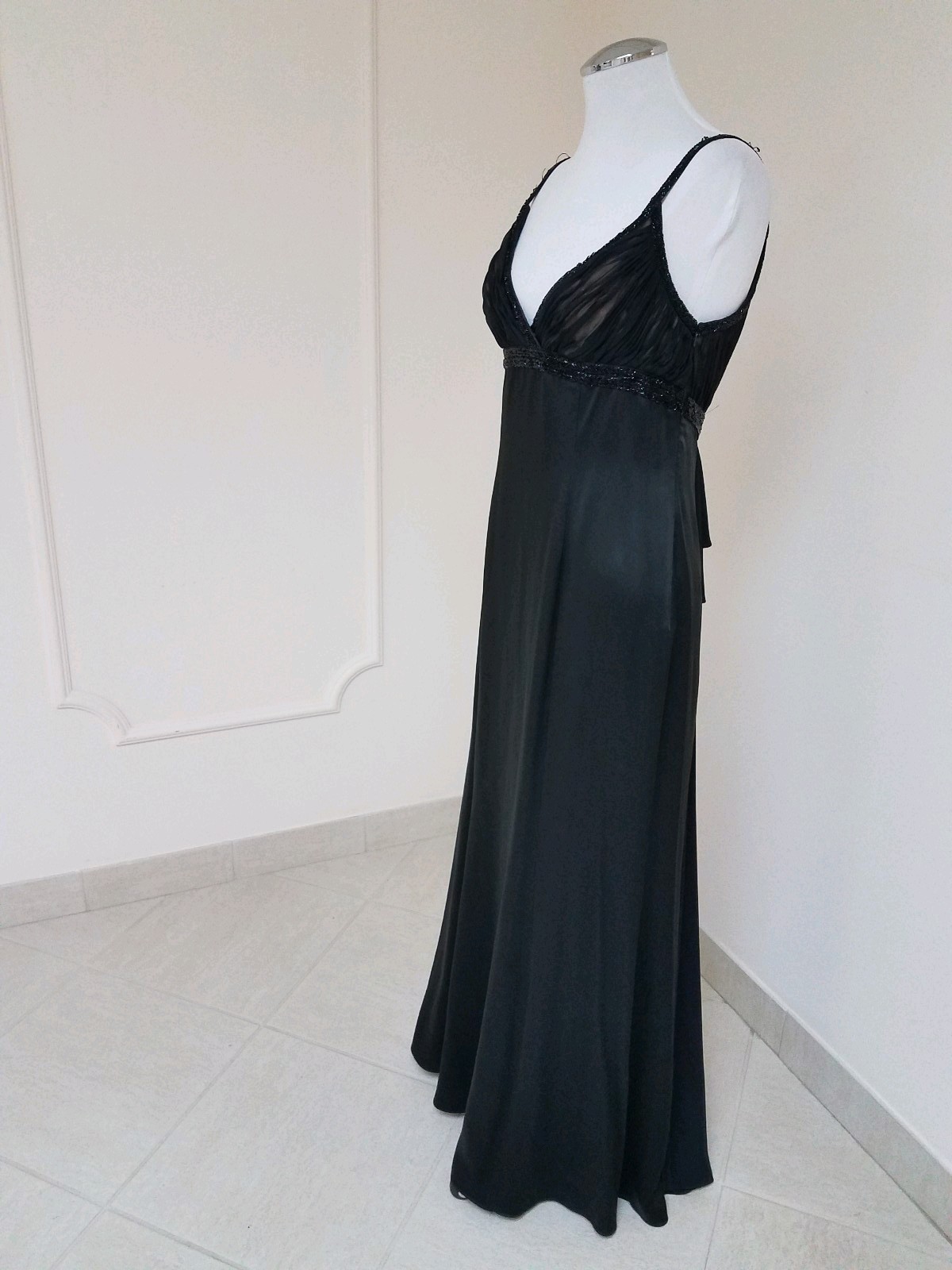 $1785 “Carmen Marc Valvo SIGNATURE” Fish Tail Bow Black Glamour Gown Dress 8 Med