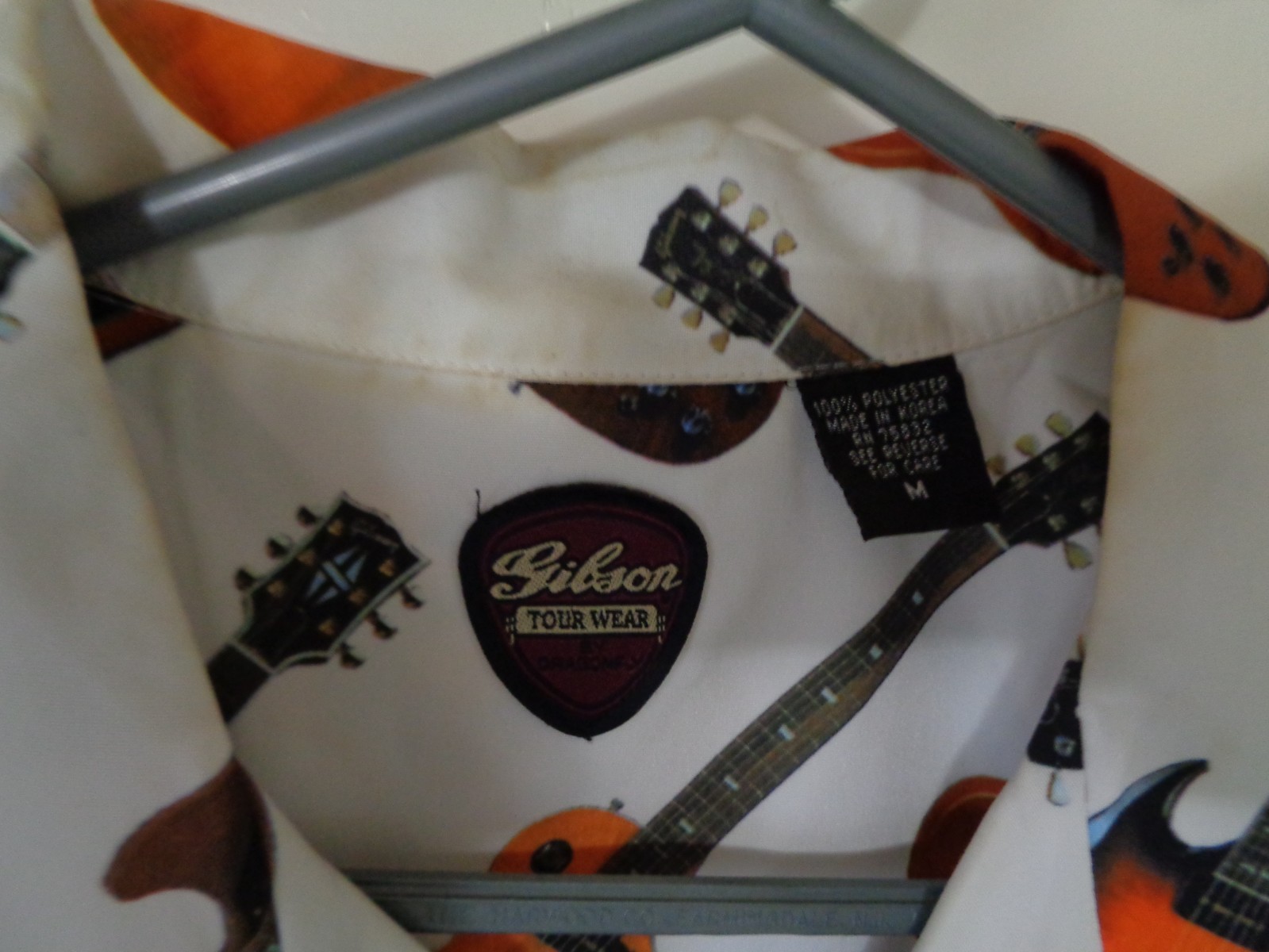 Gibson Guitars Short Sleeve Shirt Tour Wear Size M Les Paul SG Flying V Musician