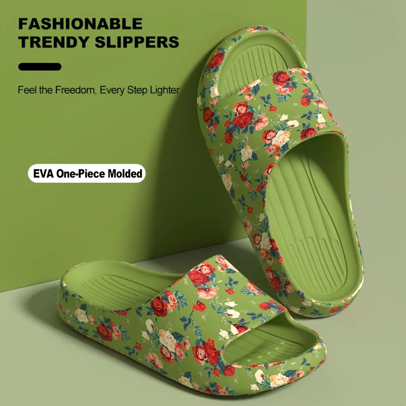 Cloud Slippers Floral Slide Sandals EVA Soft Indoor Outdoor Unisex Shoes