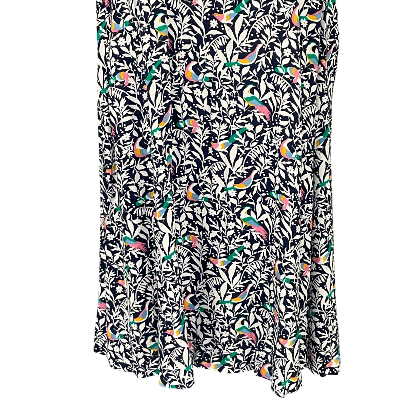 LOFT Floral Bird Print V Neck Sleeveless Midi Dress Sz XXL Casual Travel Beach