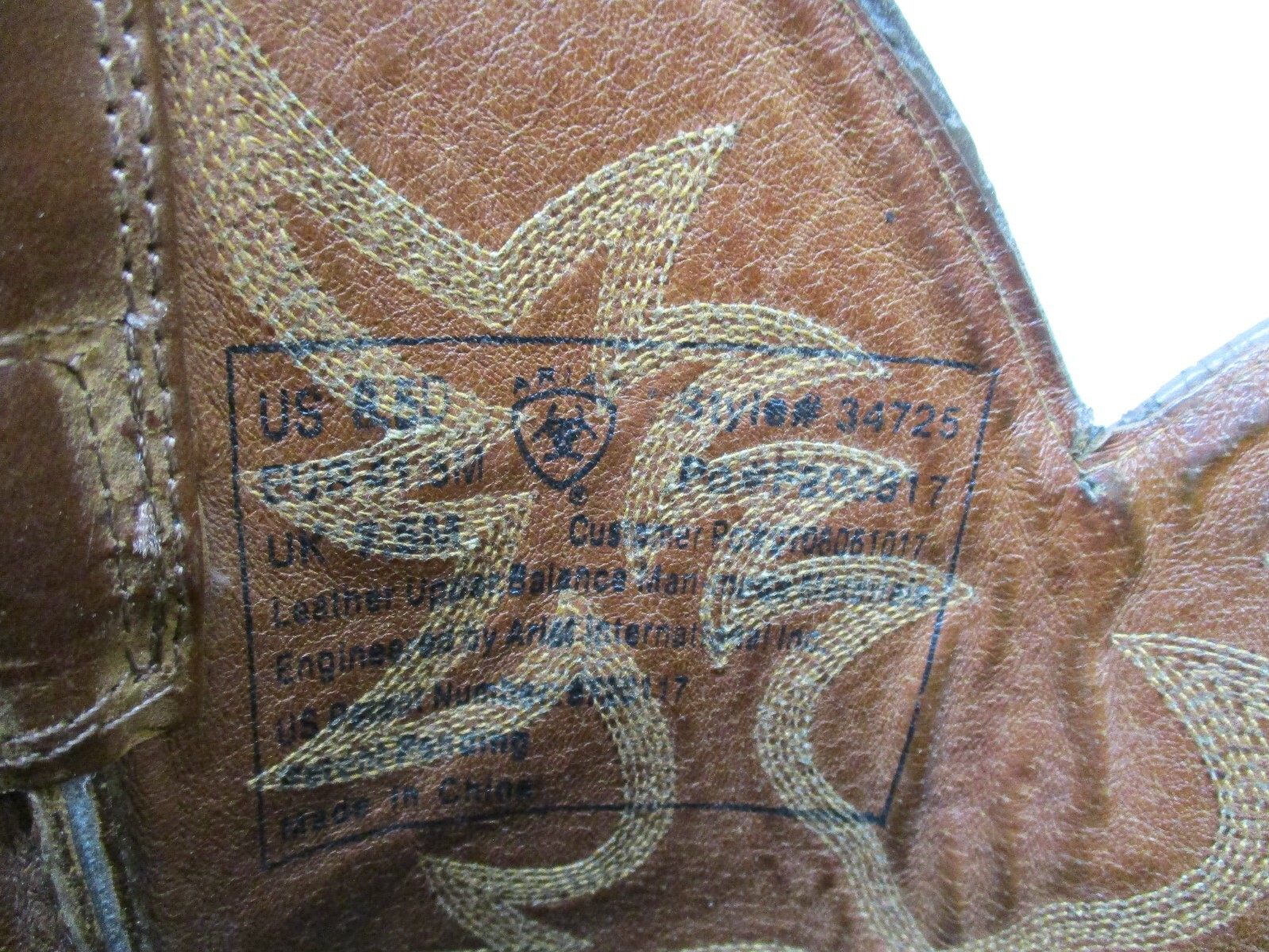 Ariat Brown Leather Cowboy Western Boots Mens Size 8.5 D Style 34725