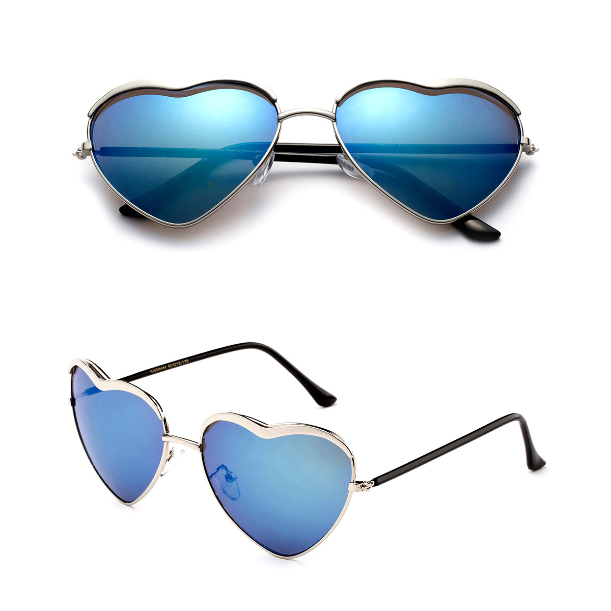 Heart Shape Sunglasses Flash Mirror Lens Metal Frame