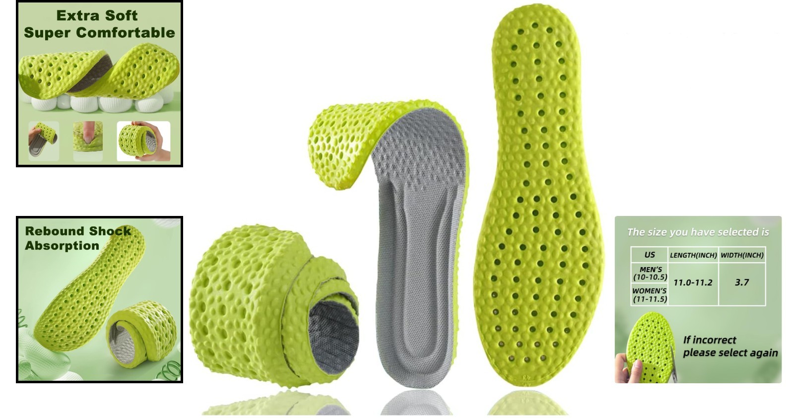 Comfort Cushioned Shoe Inserts – Shock Absorption and Arch Support for All Sizes
