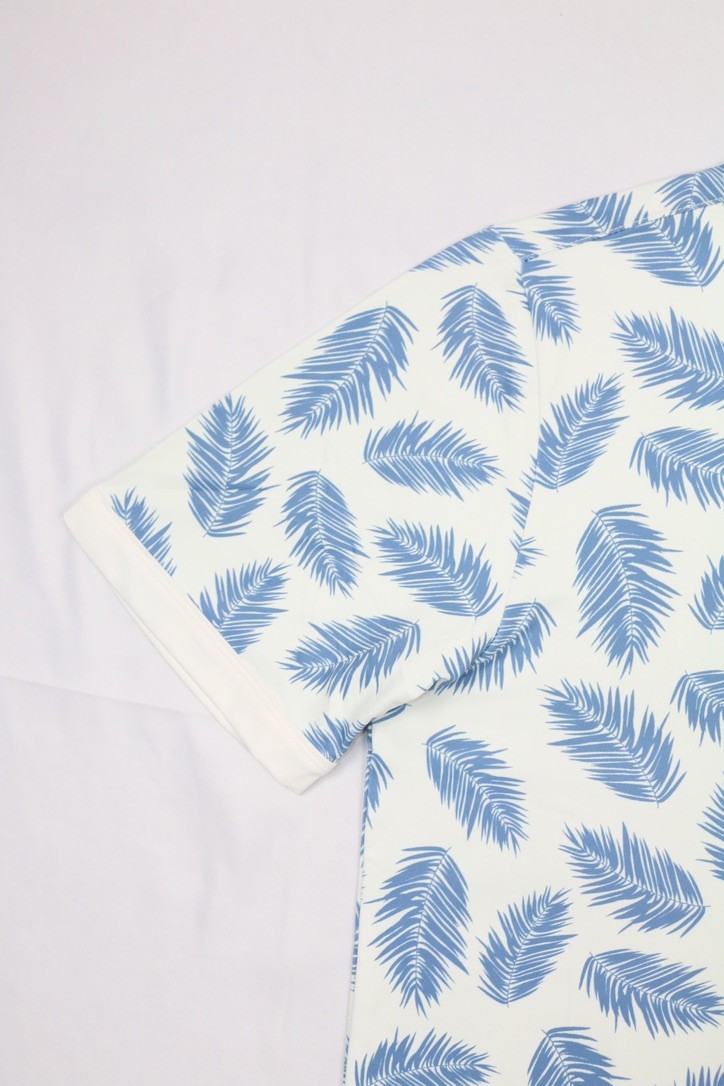 Anderson Ord Canal Polo Creme / Laguna Blue Size M Floral Wick Quick Dry Stretch