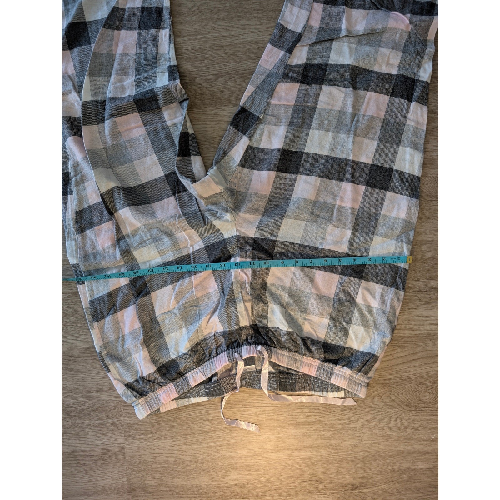 Croft & Barrow Pajama Set Womens Large L Pink Grey Plaid Cotton Sleepwear 2pc