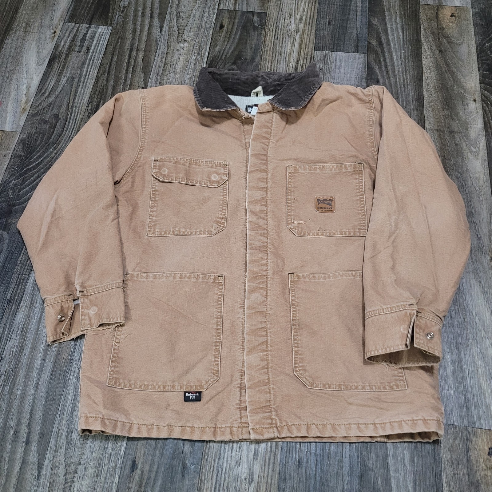 Bulwark Jacket Mens Beige FR Flame Resistant Medium Snap Closure