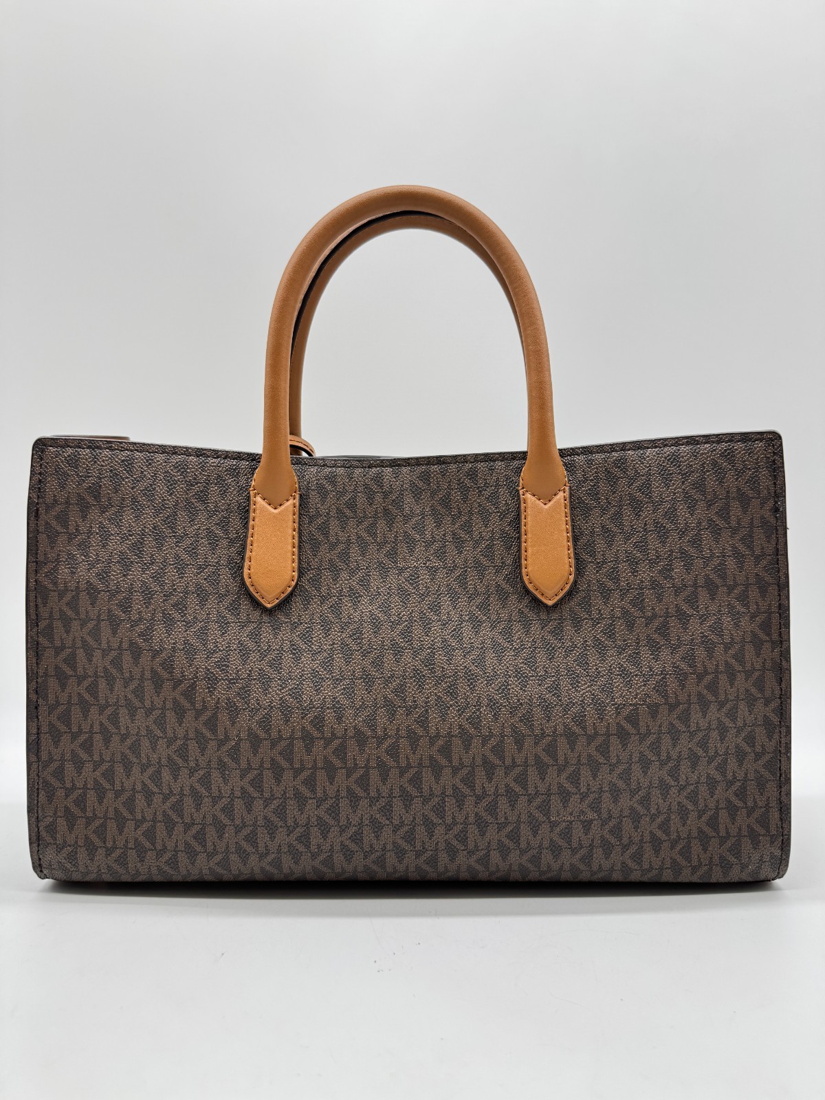 MICHAEL KORS Scarlett East West logo coated canvas satchel crossbody bag -Acorn