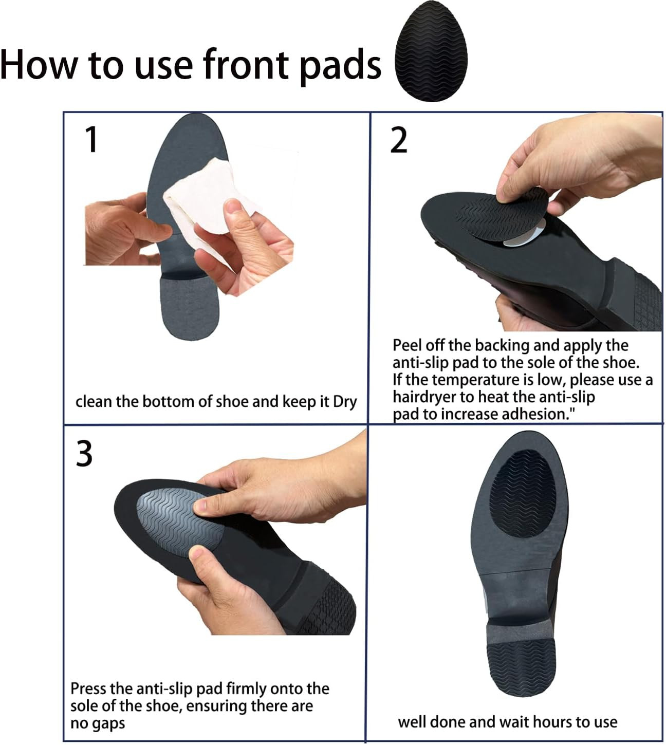 Non-Slip Shoe Pads, Adhesive Sole Protectors for High Heels, 6 Pairs