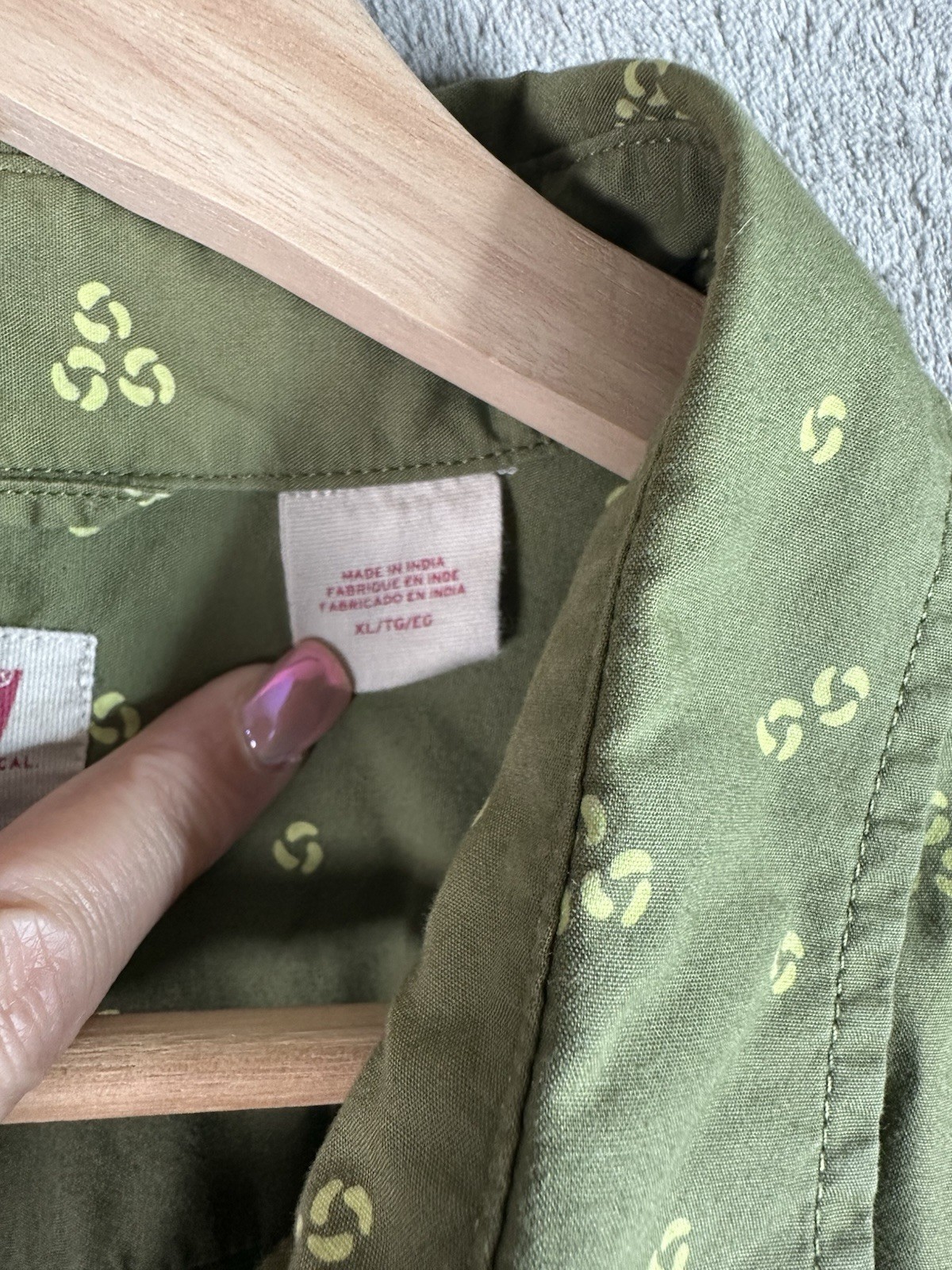 Levi’s Men’s XL Green Geometric 100% Cotton Button-Up Shirt Western