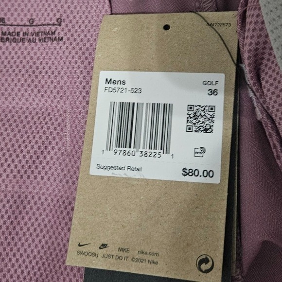 Nike Tour Chino Golf Shorts Plum Dust Mens Size 36