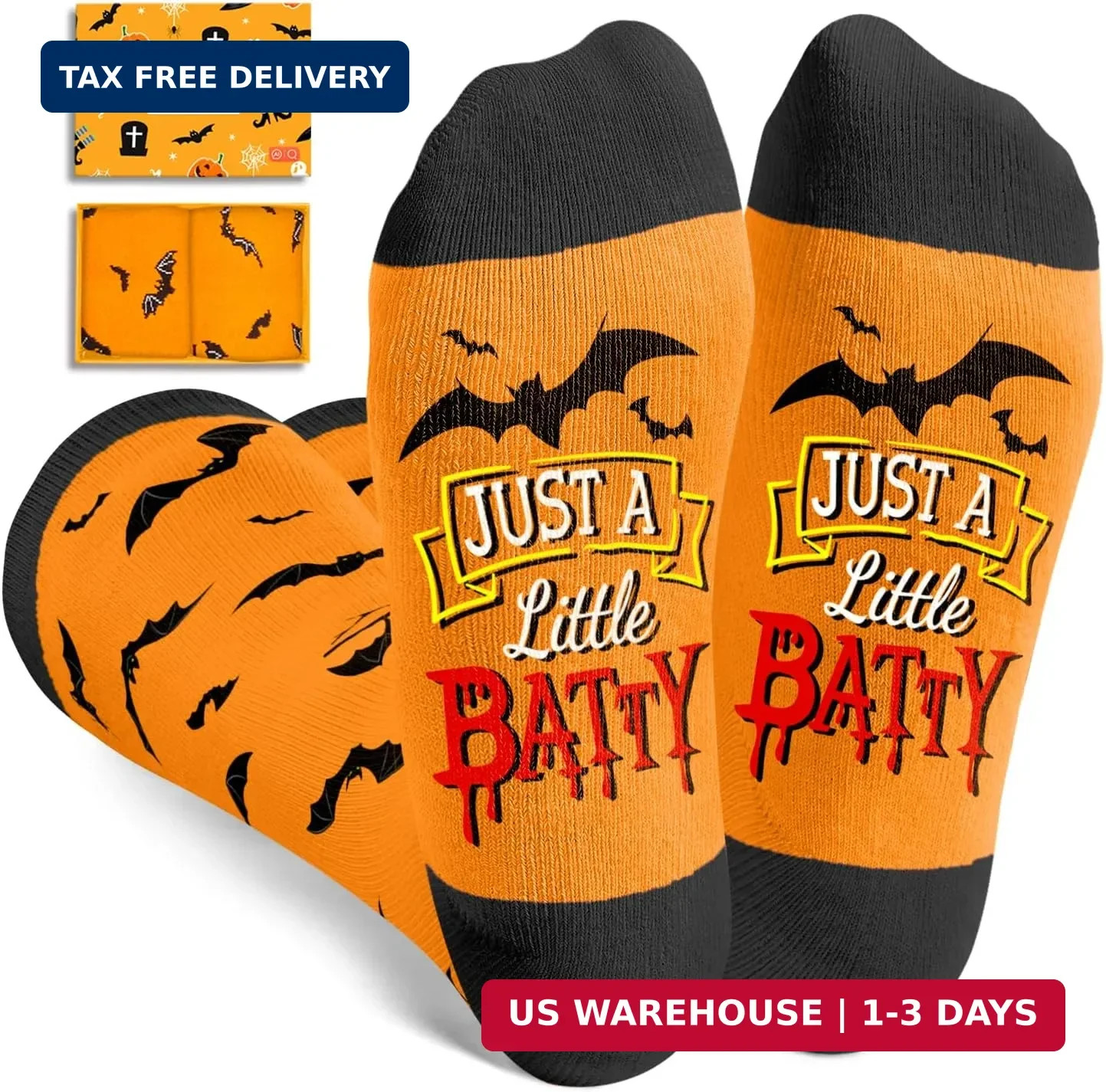 HAPPYPOP Halloween Ghost Bat Gifts – Scary Spooky Horror Knee High Socks for Tee