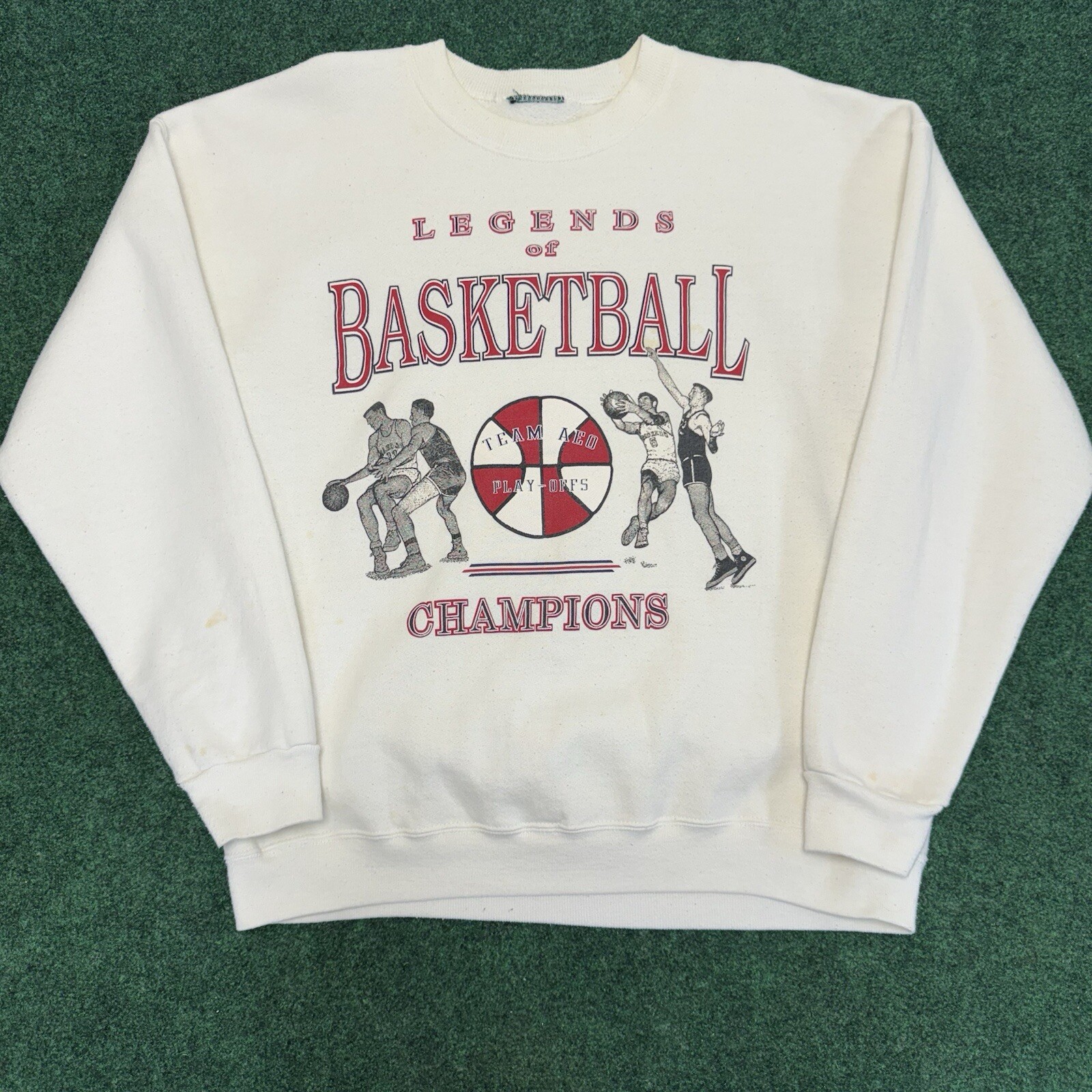 VTG 90s American Eagle Sports Basketball Legends Graphic Sweatshirt White L/XL
