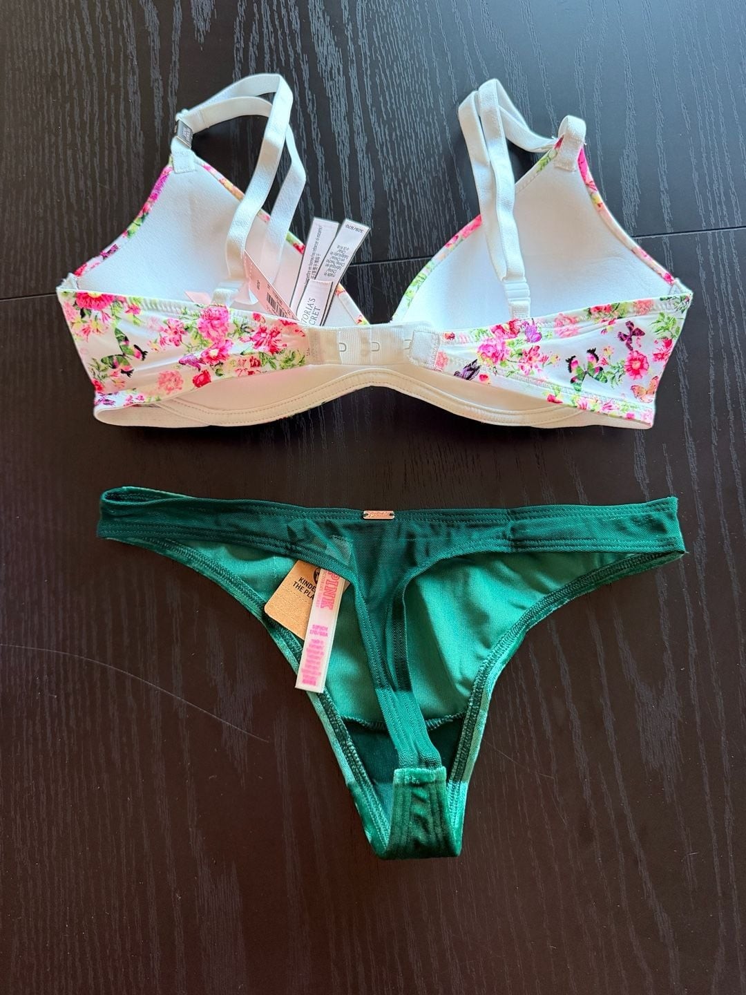 Victoria’s Secret Sexy Tee Lightly Lined Demi Bra and Velvet Thong Set Butterfly