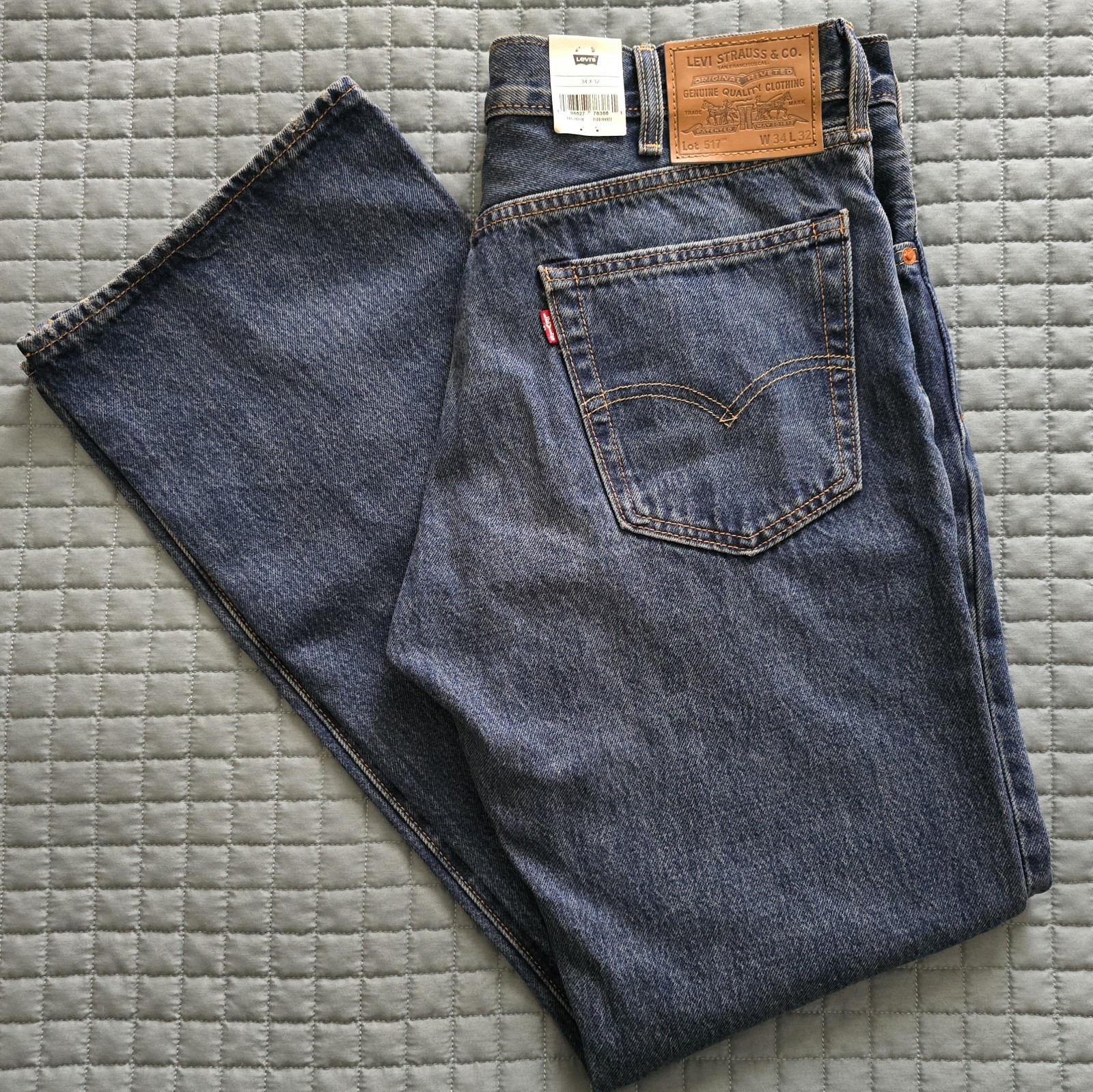 NWT Levis Premium 517 Bootcut Jeans Pants Mens 34×32 Blue Denim Cotton Western