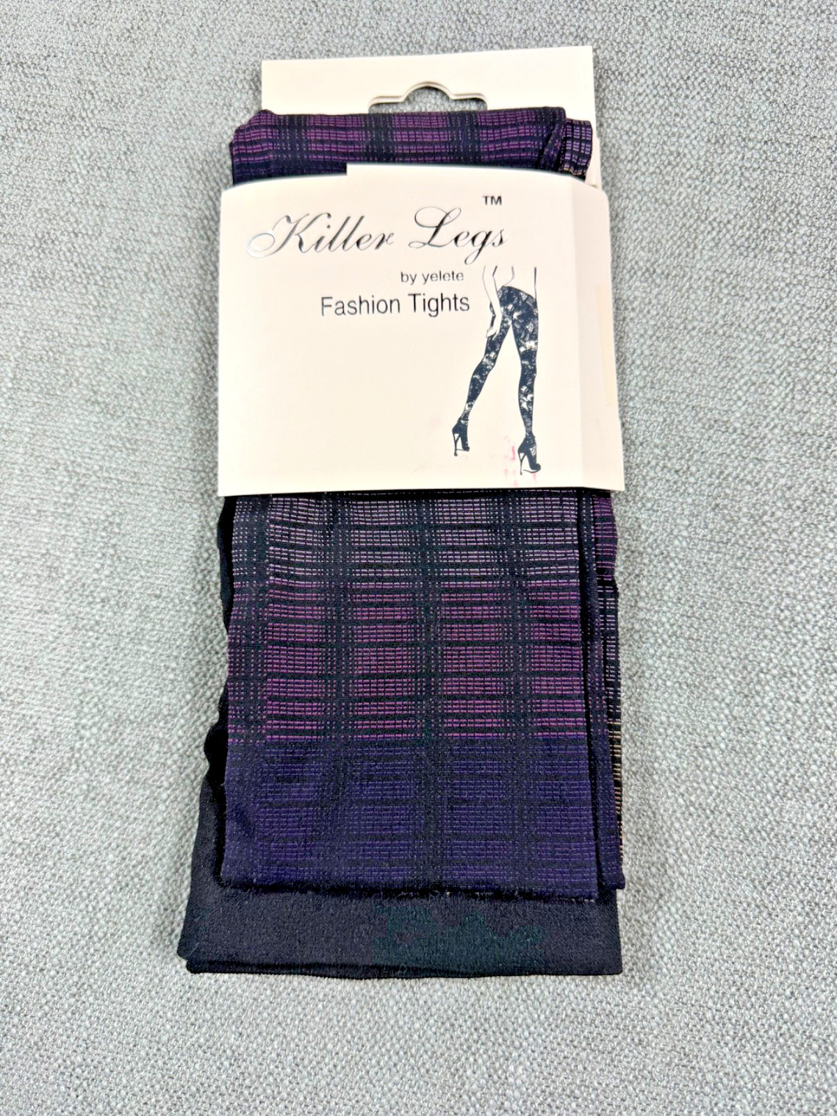 Yelete Killer Legs Fashion Tights Black Purple Geometric Pattern One Size
