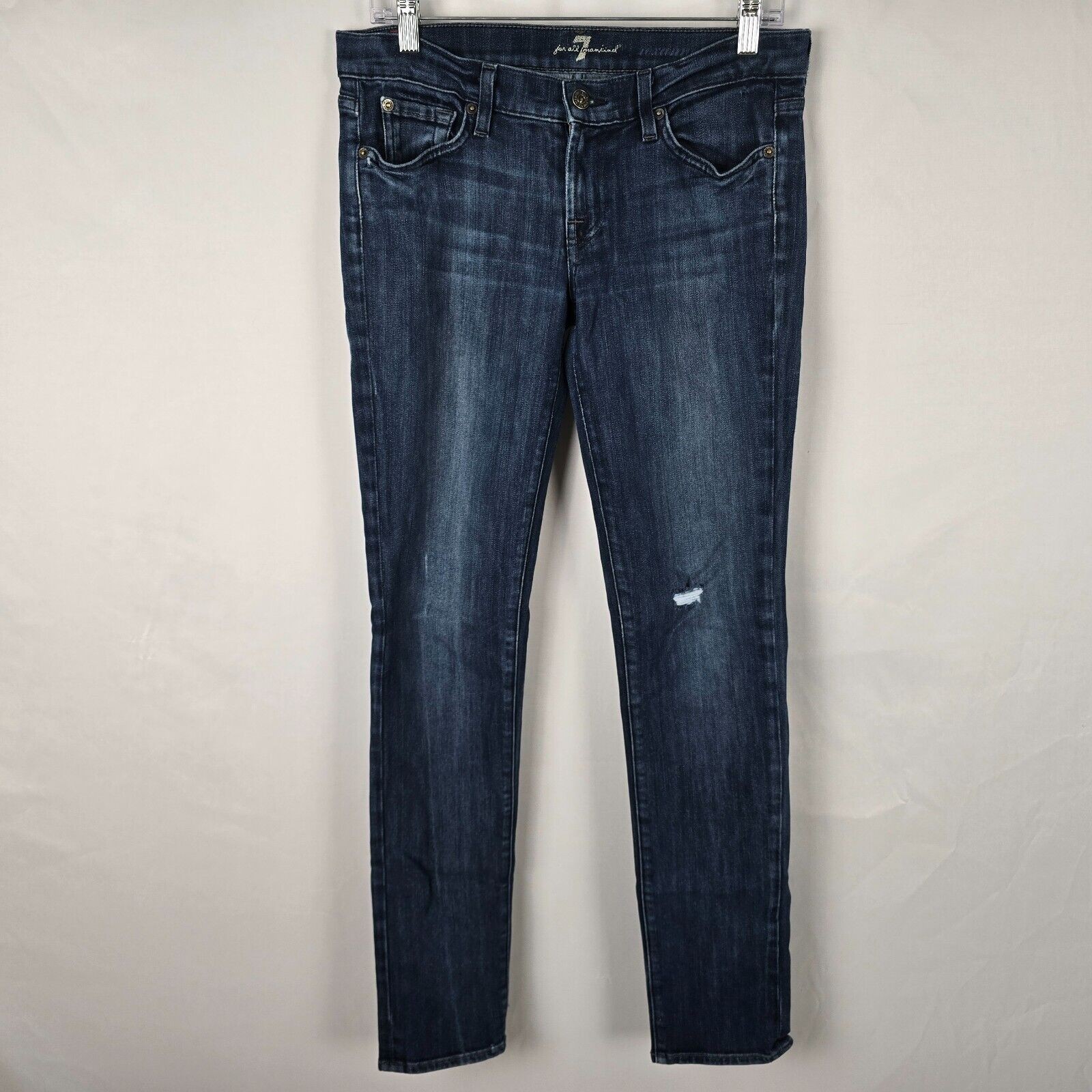 7 For All Mankind Jeans Women’s 29 Blue Skinny Distressed Dark Wash