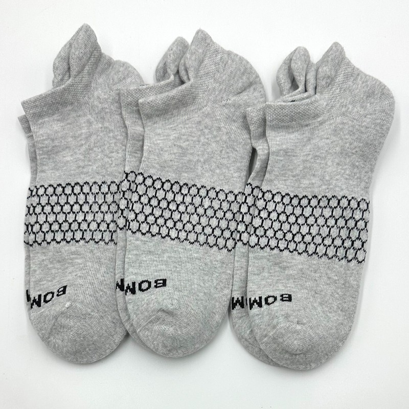 3 Pairs Men’s Marl Honeycomb Cushion Ankle Socks Size Large 9.5-13 Grey BOMBAS