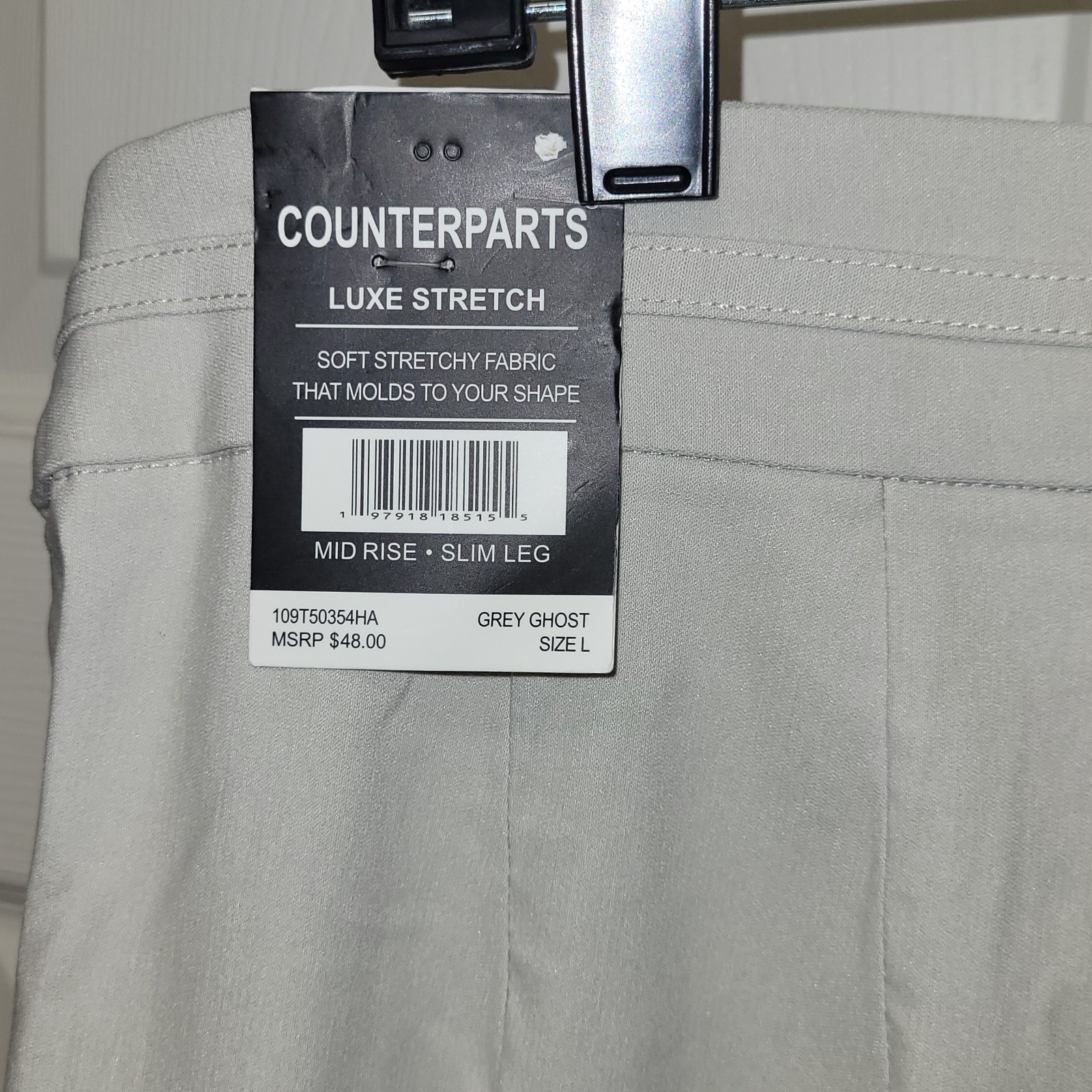 Counterparts Luxe Stretch Pants Womens L Gray Ghost Pull On Ankle Slim Leg NWT
