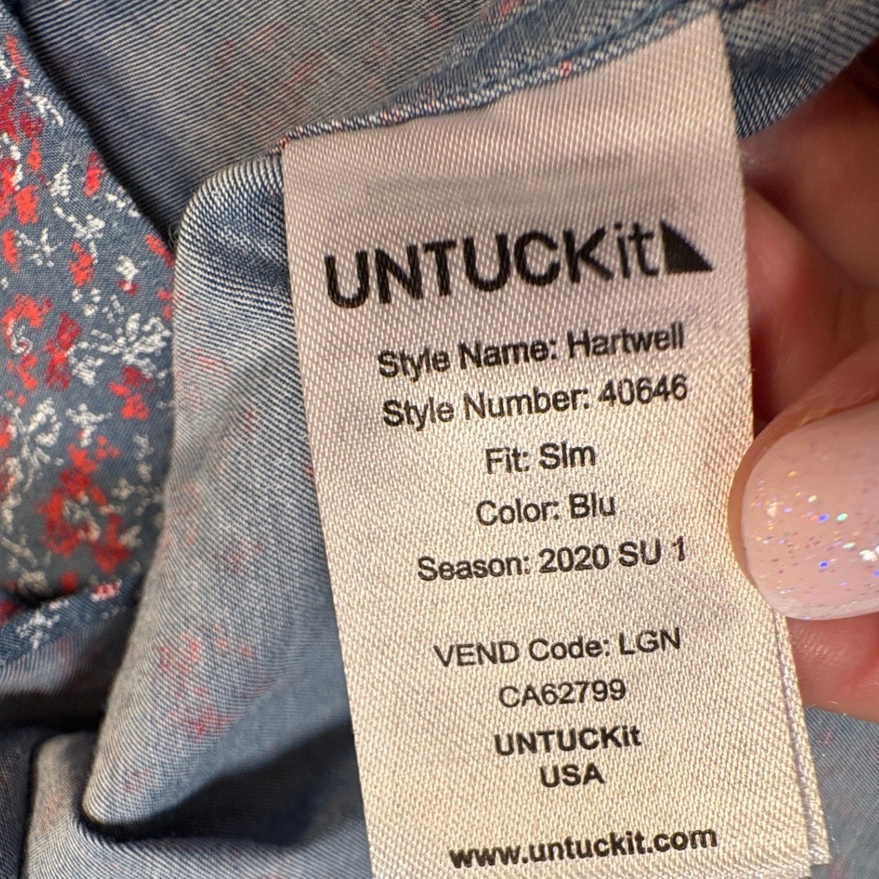 UNTUCKit Hartwell Mens Slim Fit Short Sleeve Floral Button Down Shirt Blue Red L