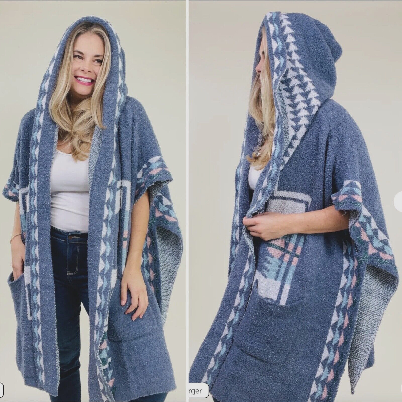 Davi & Dani Unicorn Tribe Berber Fleece Poncho Hoodie Oversized S M NWOT Soft