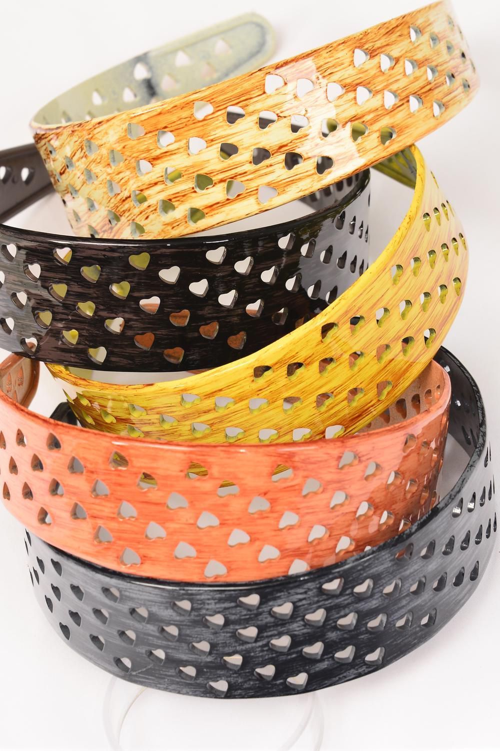 2 in wide HEART HARD HEADBANDS cutout see thru Yellow color