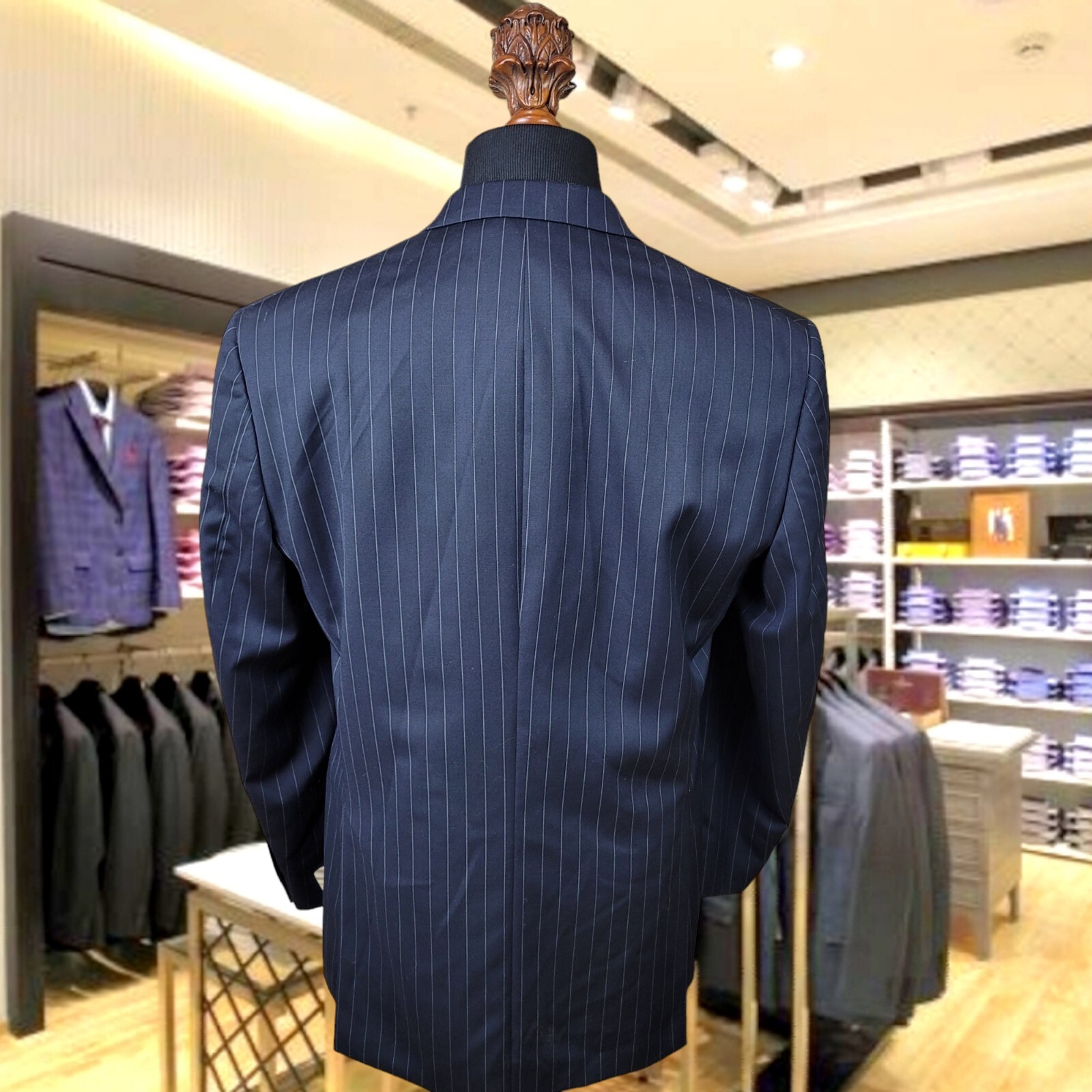 Hickey Freeman 100% Worsted Wool Navy Blue Blazer Mens 44L Sport Suit Coat