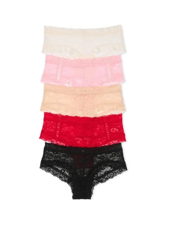 VICTORIA’S SECRET 5-Pack Lace Cheeky Panties NEW Size XL,L,M,S #B0-2