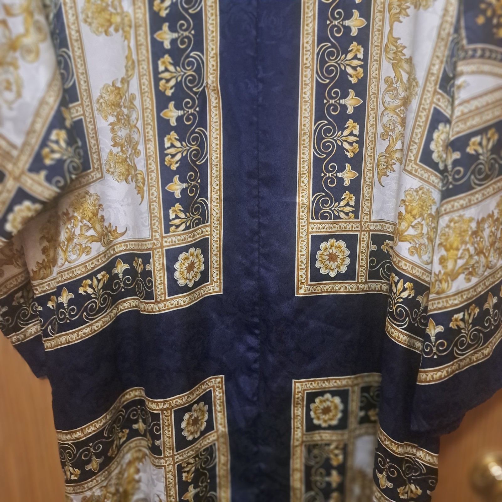 Vintage Cabernet Baroque Print/ Versace Look ZIP FRONT Caftan Sz Lg