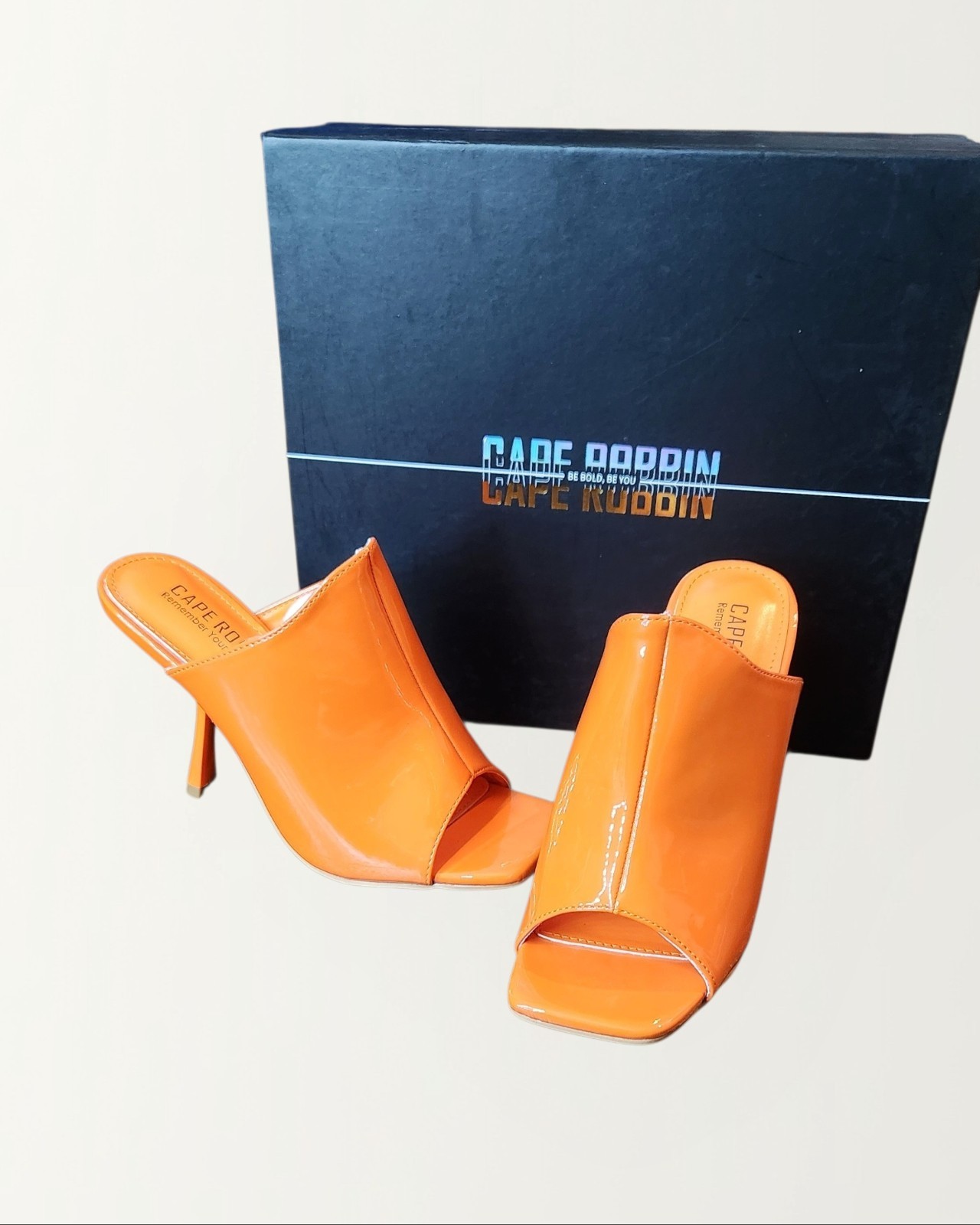 NIB Women’s Orange Open Toe Slip-On Mule Stiletto HeelS Size 5.5