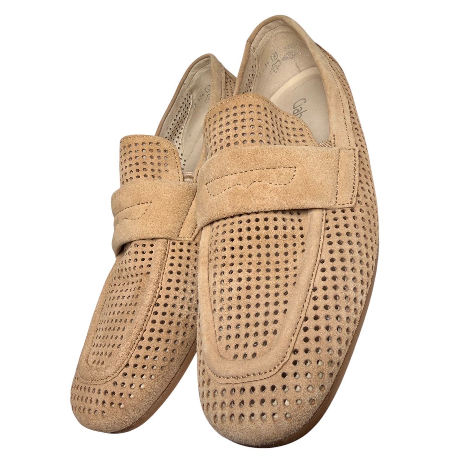 Gabor Comfort Perforated Suede Square Toe Penny Loafers EU 40 US 9 9.5