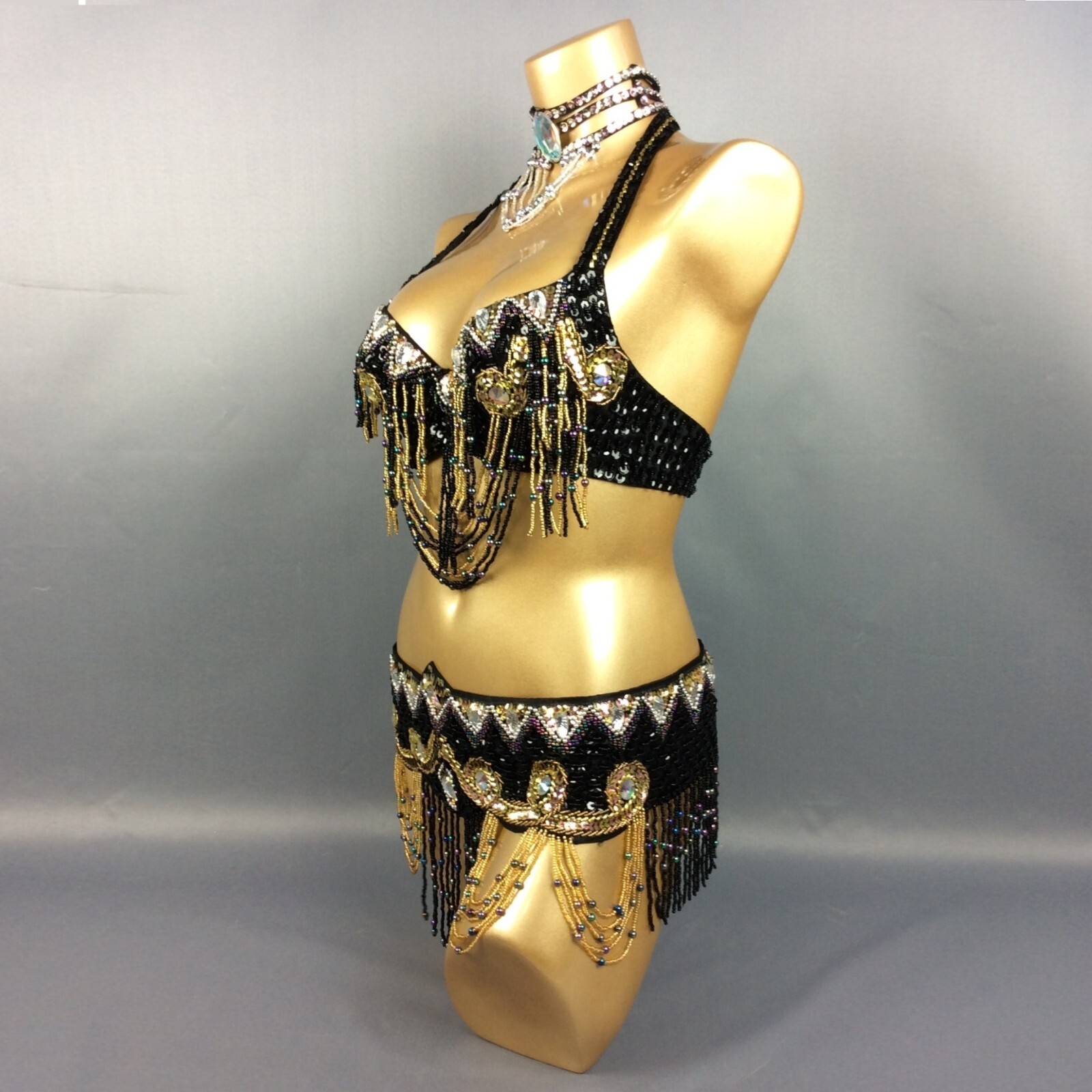Beaded Samba RAVE EDC Party Carnival Belly Dance Costume Bra Belt 13 Colors