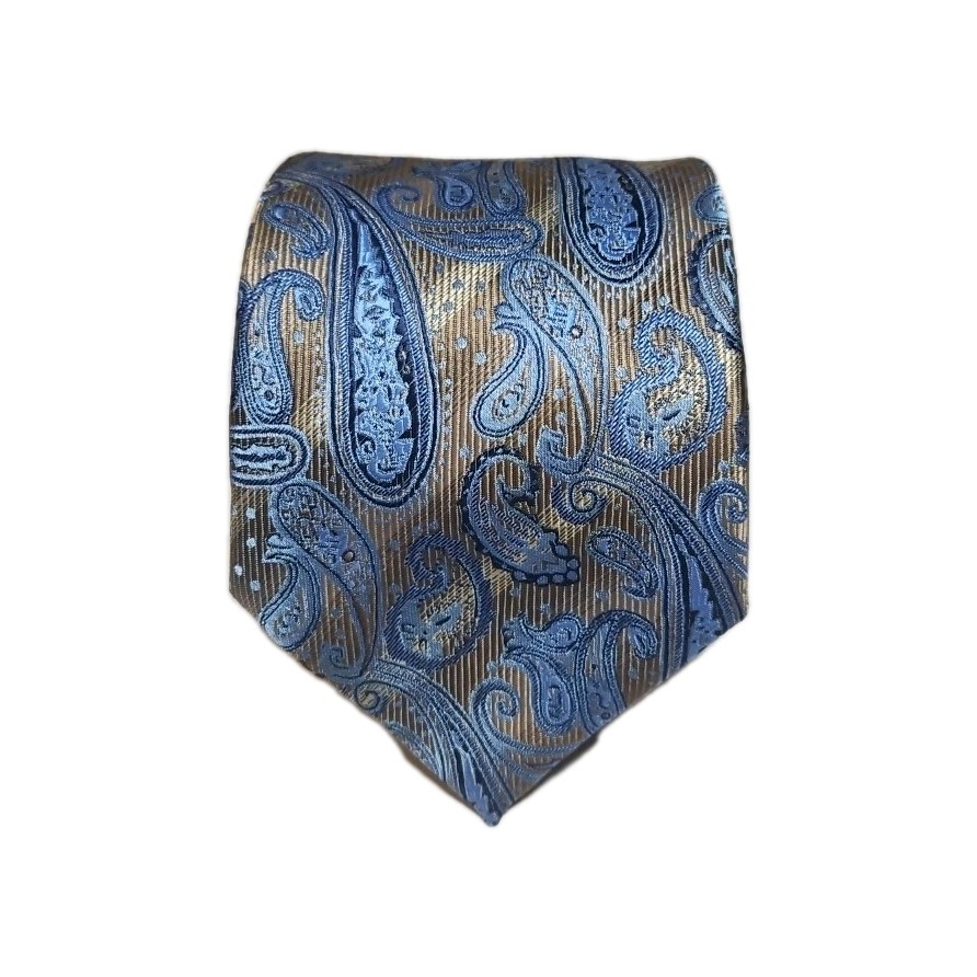 Hi-Tie Blue Patterned 100% Silk Mens Necktie 64″ x 3.5″ NWT