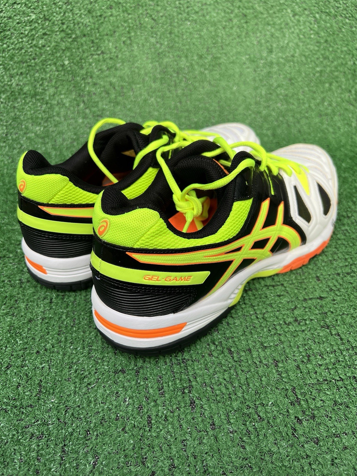 Asics Men’s Gel Game 5 E506Y White Yellow Running Shoes Sneakers Size 9.5 Used