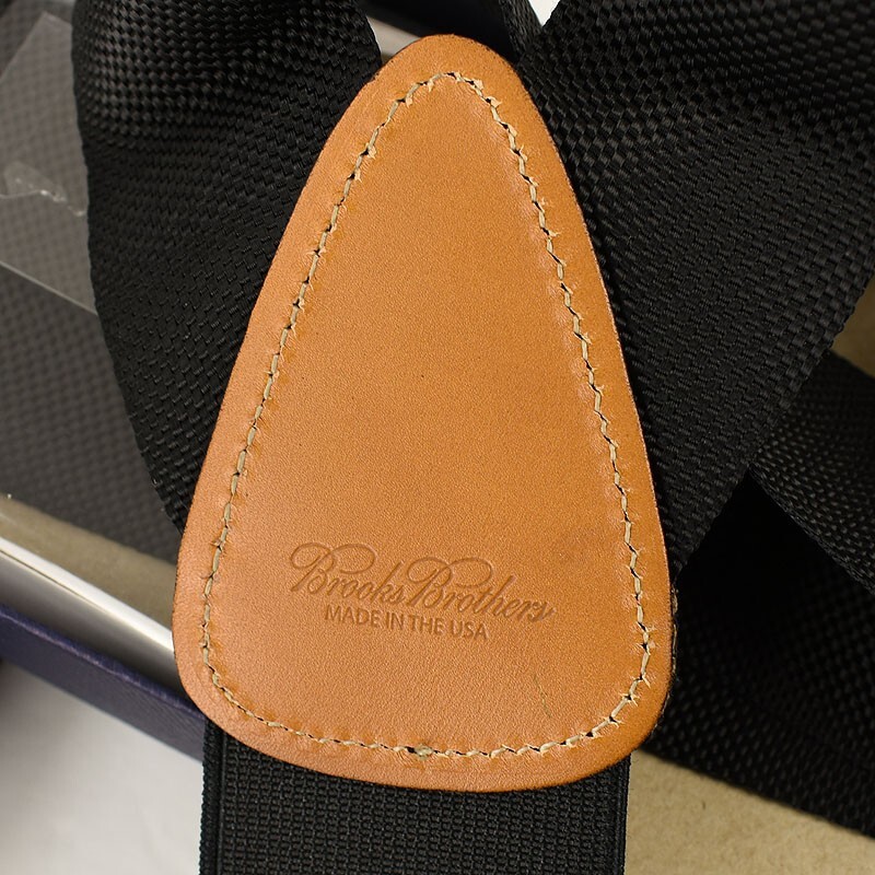 BROOKS BROTHERS Solid Black XL Braces Suspenders USA Made NWT