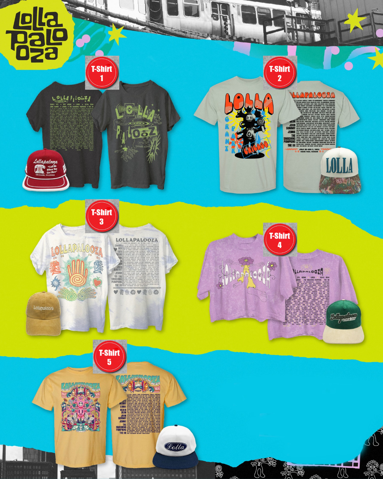 Lollapalooza 2026 Merch Tee, T-Shirt Reprint